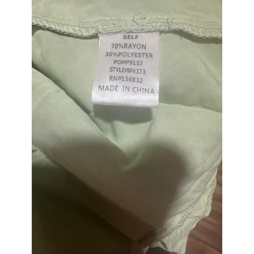 Bibi Ruffle Woven Dress Sage Green SZ M - Picture 5 of 6